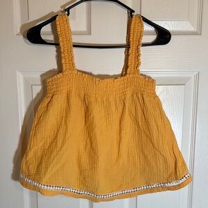 MARINE LAYER Orange/yellow Harlow Square Neck Babydoll Smock Tank Top Size Small